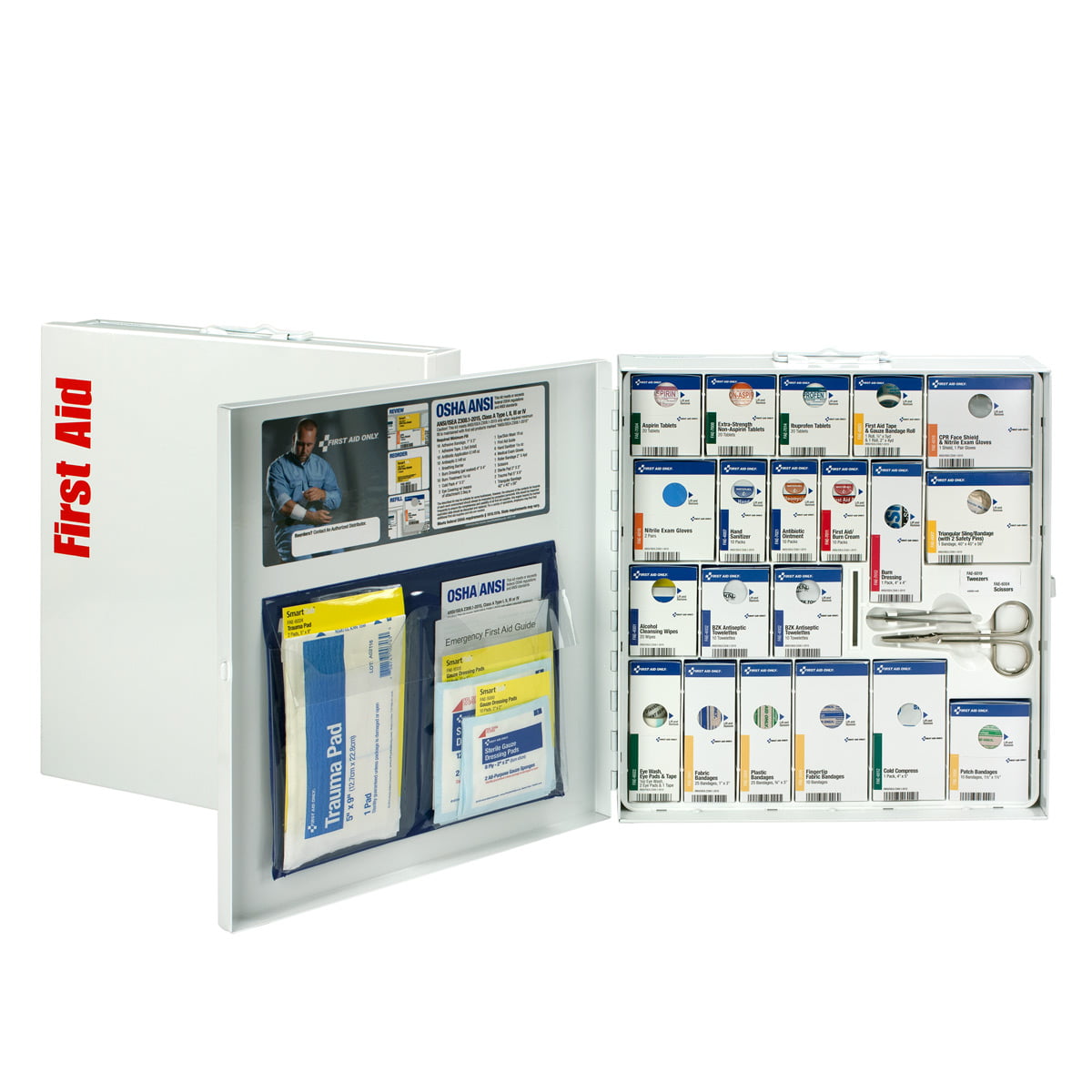 First Aid Only Large 50 Person Metal SmartCompliance First Aid Cabinet With Medication ANSI 2021 Class A+ - 746000