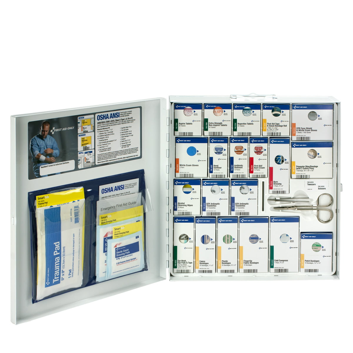First Aid Only Large 50 Person Metal SmartCompliance First Aid Cabinet With Medication ANSI 2021 Class A+ - 746000