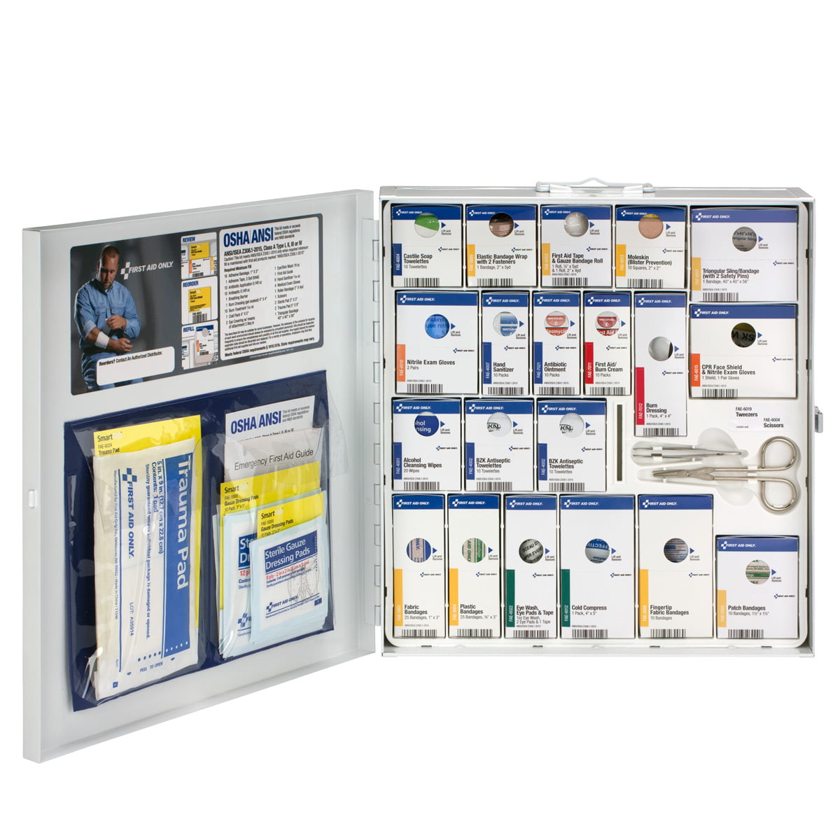 First Aid Only Metal Large 50 Person SmartCompliance First Aid Cabinet Without Medications ANSI 2021 Class A+ - 746004-021