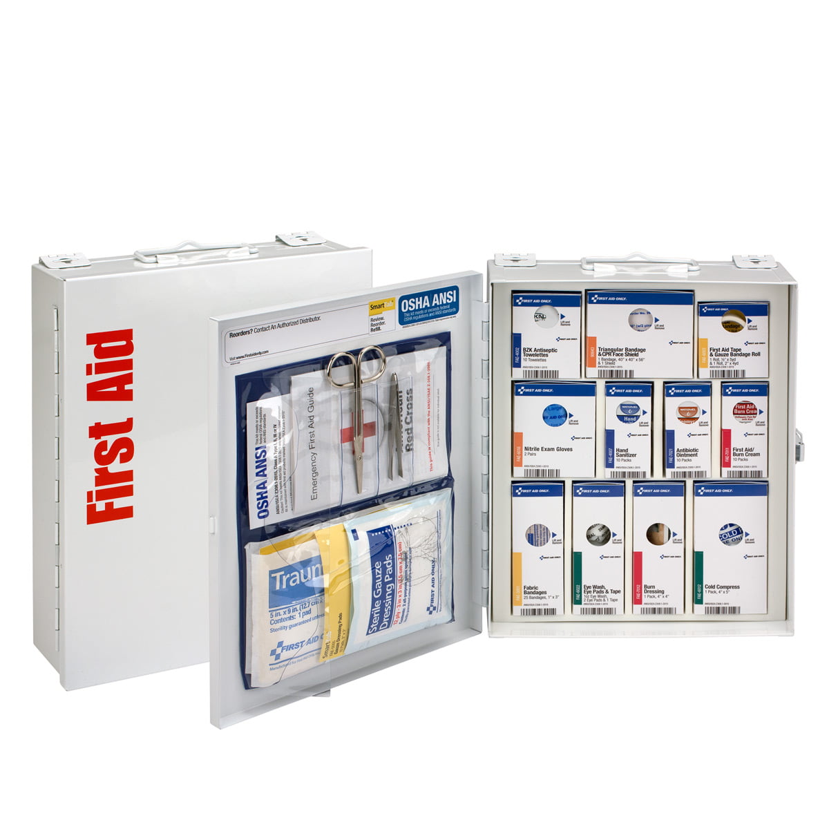 First Aid Only 25 Person Medium Metal SmartCompliance First Aid Cabinet Without Medications ANSI 2021 Class A+ - 90578-021