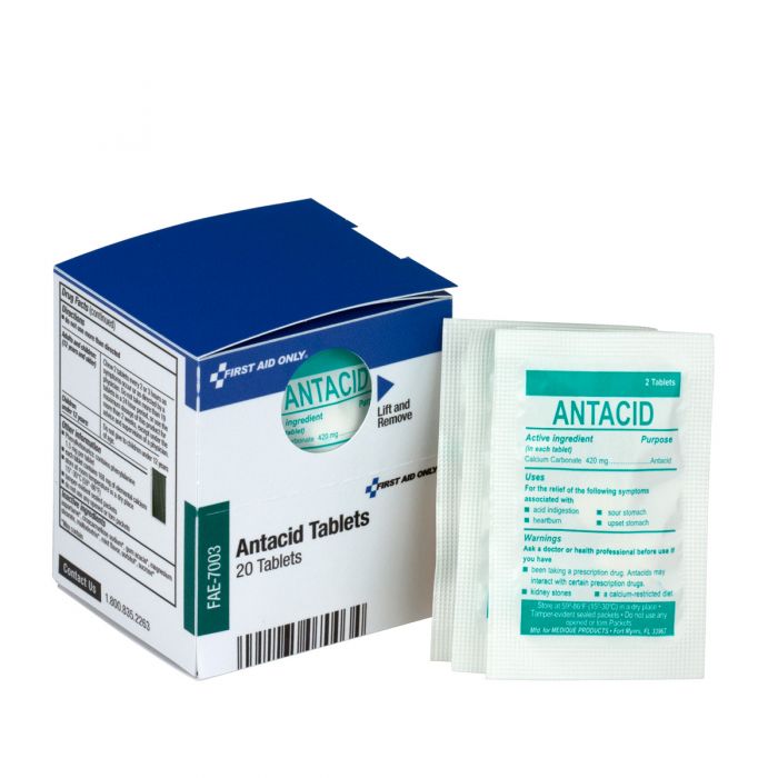 First Aid Only SmartCompliance Refill Antacid, 2 Tablets Per Packet, 10x2 Packets Per Box