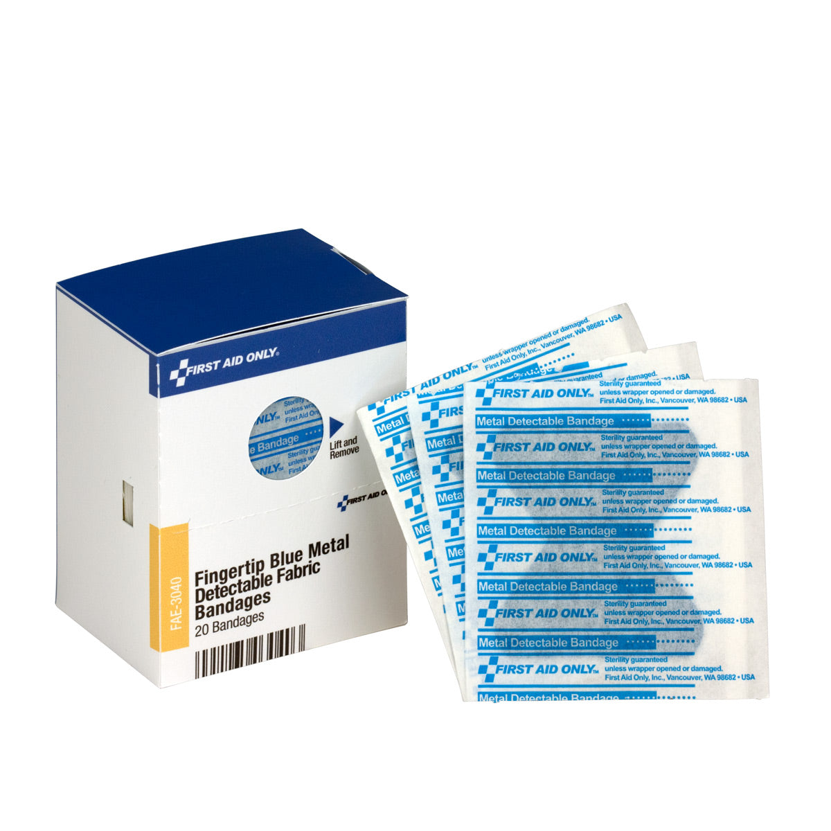 Fingertip Blue Metal Detectable Fabric Bandages