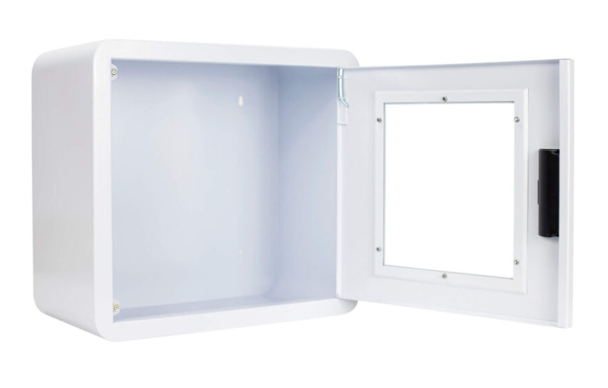 Premium Large AED Cabinet – Rounded Corners, Window, NO ALARM - CB1-Ln
