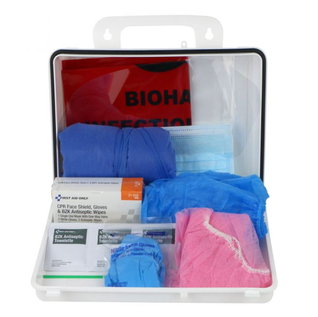 First Aid Only Personal Protection Kit, BBP (Bloodborne Pathogen) Spill Clean Up Apparel Kit With CPR Pack, Plastic Case 213-F