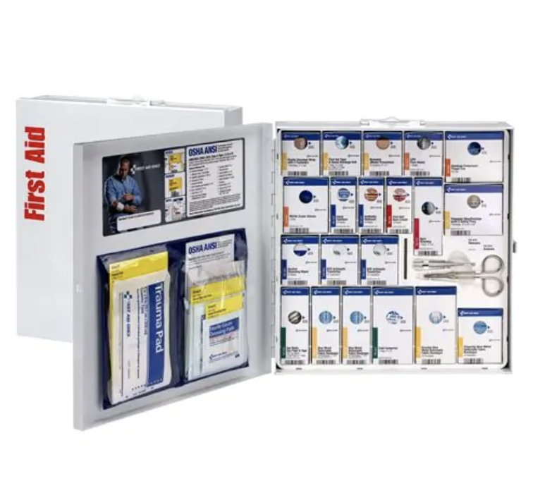 First Aid Only Large 50 Person Metal SmartCompliance Food Service Cabinet, ANSI A+ with Meds - 746005-021