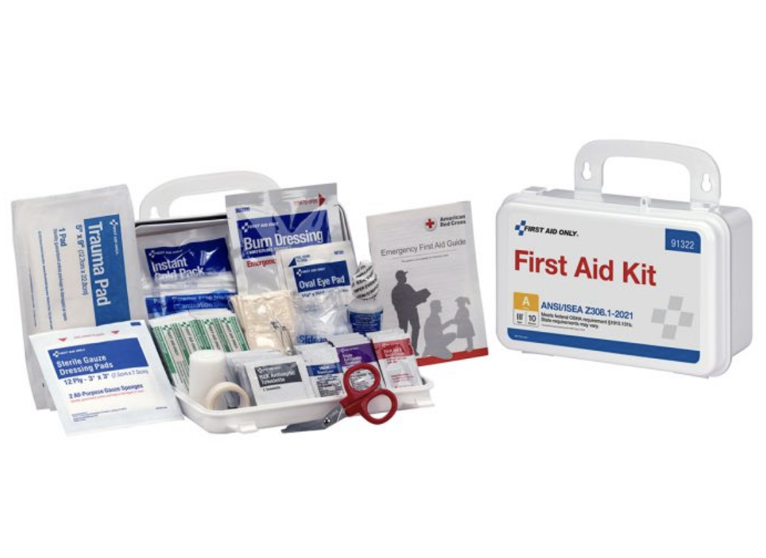 First Aid Only 10 Person ANSI 2021 Class A, Plastic First Aid Kit - 91322