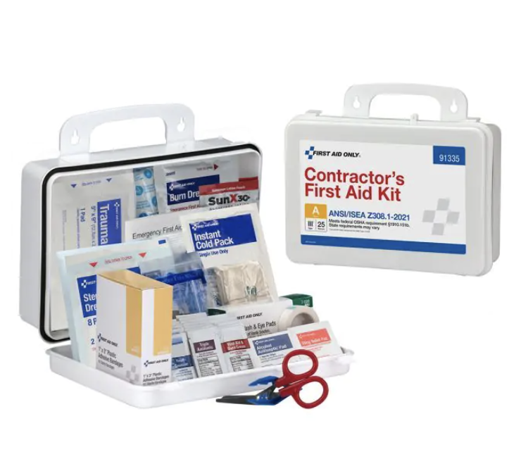 First Aid Only 25 Person ANSI 2021 Class A, Contractor Plastic First Aid Kit - 91335