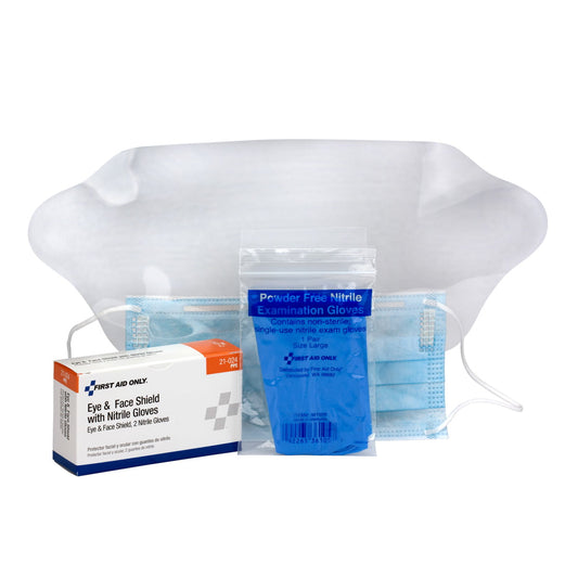 First Aid Only Eye & Face Shield with Gloves Kit - 1 set/box