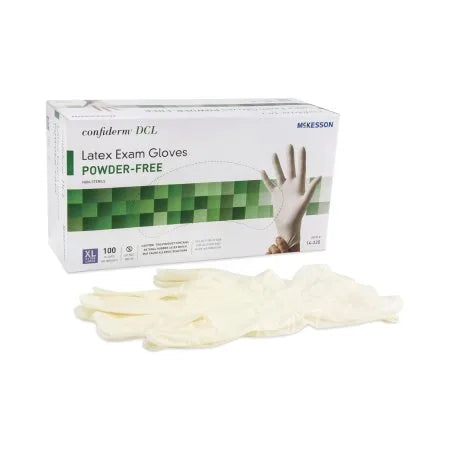 McKesson Exam Glove Confiderm® X-Large NonSterile Latex Standard Cuff Length Smooth Ivory - Box/100 - 483972