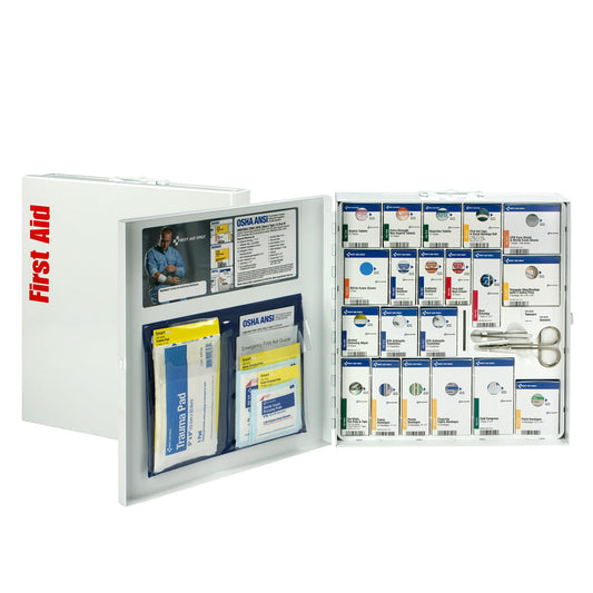 First Aid Only Large 50 Person Metal SmartCompliance First Aid Cabinet With Medication ANSI 2021 Class A+ - 746000