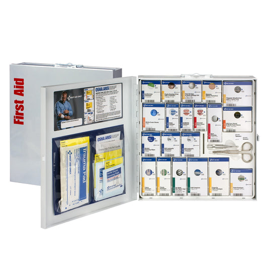 First Aid Only Metal Large 50 Person SmartCompliance First Aid Cabinet Without Medications ANSI 2021 Class A+ - 746004-021