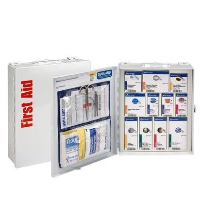 First Aid Only 25 Person Medium Metal SmartCompliance First Aid Cabinet Without Medications ANSI 2021 Class A+ - 90578-021