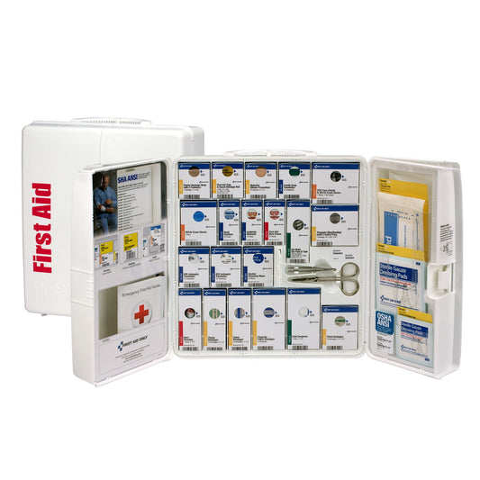 First Aid Only Large 50 Person Plastic SmartCompliance First Aid Cabinet Without Medication ANSI 2021 Class A+ - 90580-021