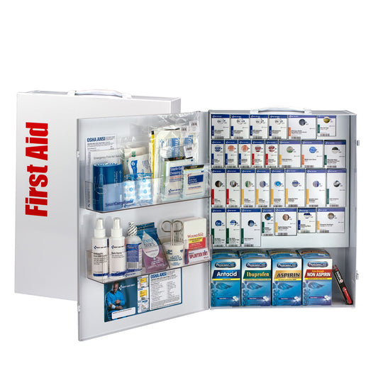 First Aid Only XL Metal 150 Person SmartCompliance General Business First Aid Cabinet with Medications ANSI 2021 Class A+ - 90732-021