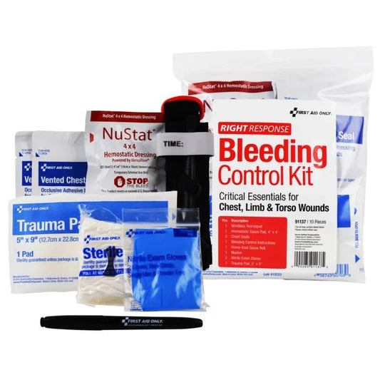 First Aid Only Critical Essentials Bleeding Control Kit for Limb, Chest & Torso Wounds (91137)