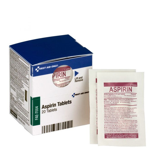 First Aid Only SmartCompliance Refill Aspirin, 2 Tablets Per Packet, 10x2 Packets Per Box
