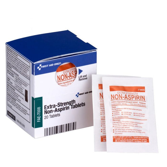 First Aid Only SmartCompliance Refill Extra Strength Non-Aspirin, 2 Tablets Per Packet, 10x2 Packets Per Box
