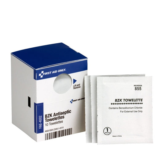 First Aid Only SmartCompliance Refill BZK Antiseptic Wipes, 10 Per Box