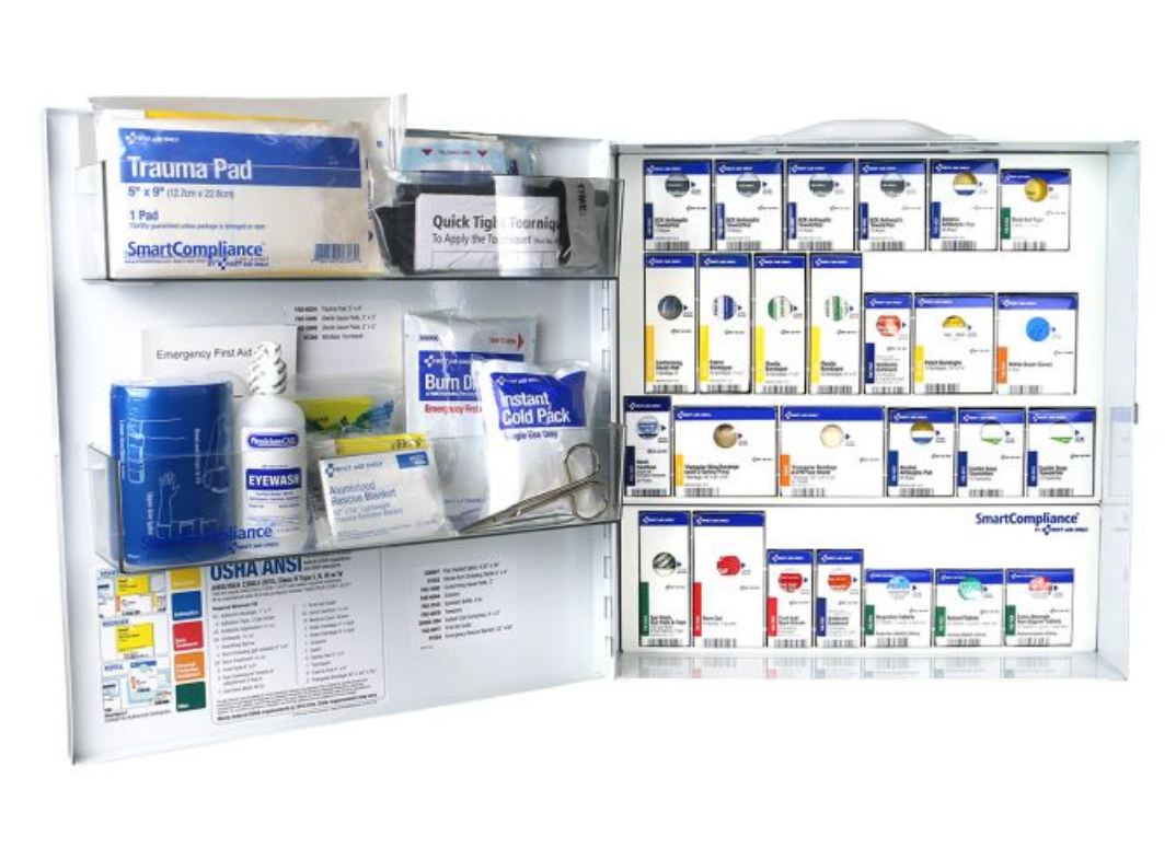 First Aid Only Large Metal SmartCompliance ANSI B First Aid Cabinet With Medications For General Business - 91376