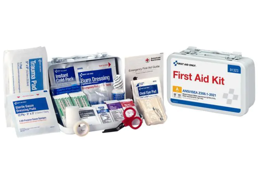 First Aid Only 10 Person ANSI 2021 Class A, Metal First Aid Kit - 91323