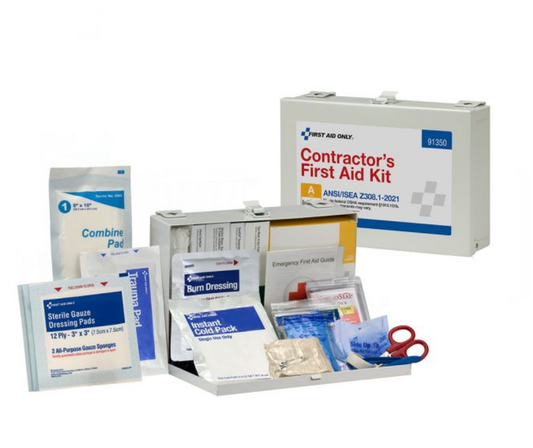 First Aid Only 25 Person ANSI 2021 Class A, Contractor Metal First Aid Kit - 91350