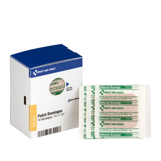 First Aid Only SmartCompliance Refill 1.5" x 1.5" Plastic Bandages, 10 Per Box