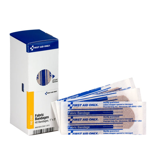 First Aid Only SmartCompliance Adhesive Fabric Bandage 1" x 3", 40/box