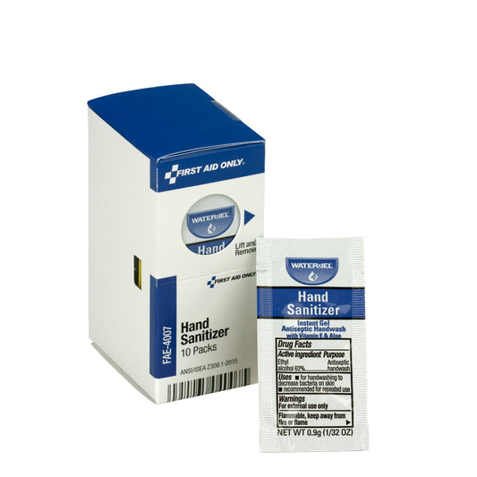 First Aid Only SmartCompliance Refill Hand Sanitizer Packets, 10 Per Box